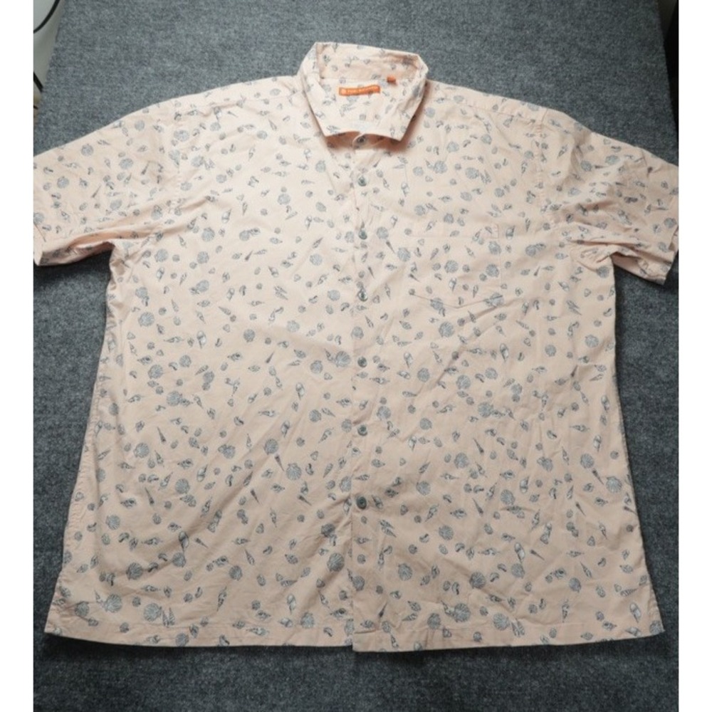 Tori Richard Mens 2XL Pink Shell Print Hawaiian Aloha Button Up Camp Shirt